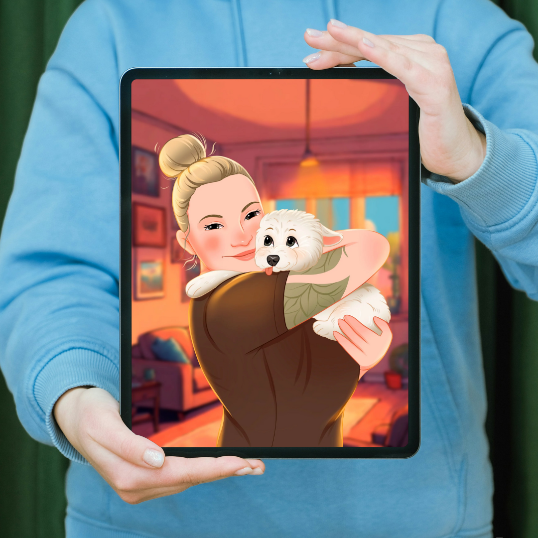 Custom Pet Cartoon Portrait (Digital Download)